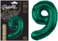 Balon foliowy. Cyfra 9. Zieleń butelkowa 85cm - tantis.pl