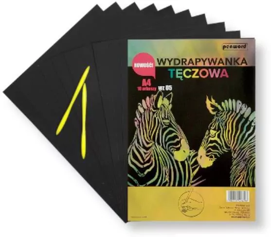 Wydrapywanka tęczowa A4 (10 arkuszy) multikolor + 2 rylce - tantis.pl