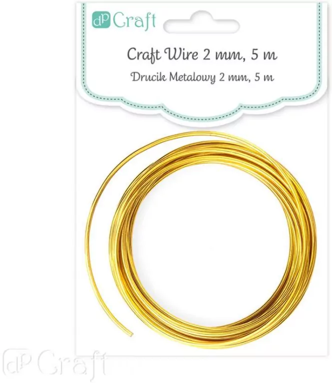 Drucik metalowy złoty 2mm 5m - tantis.pl