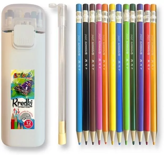 Kredki automatyczne w tubie 12 kolorów + temper. - tantis.pl