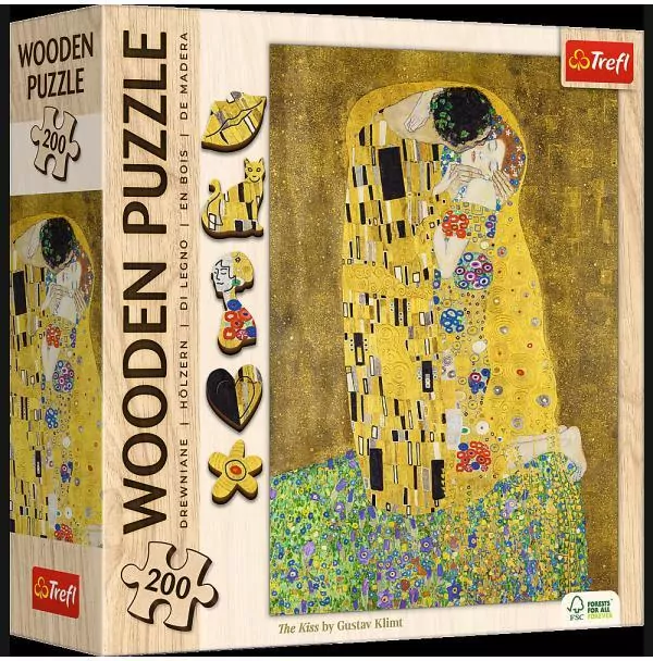 Trefl. Puzzle drewniane 200. Pocałunek Gustav Klimt - tantis.pl