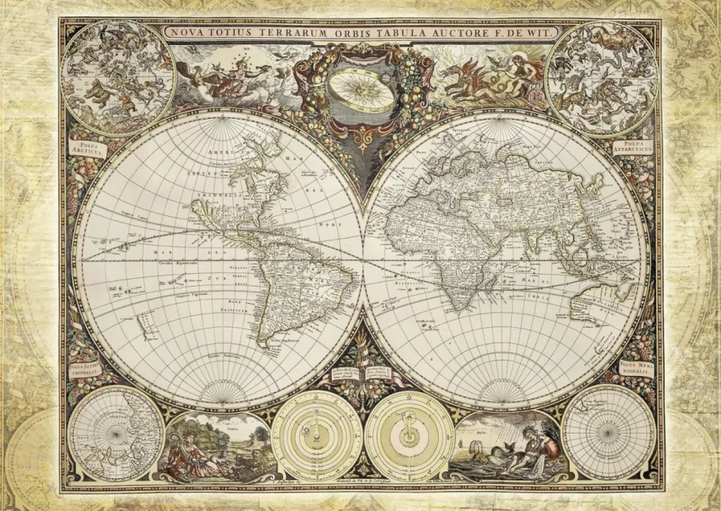 Puzzle PQ 2000 Historyczna mapa świata G3 - tantis.pl