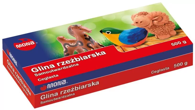 Glina rzeźbiarska samoutw. ceglasta 500g MONA - tantis.pl