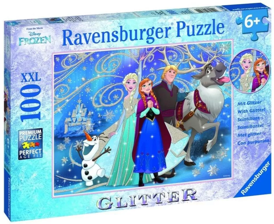 Puzzle 100 Kraina Lodu Błyszczący śnieg XXL brokat - tantis.pl