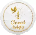 Balon foliowy Chrzest Święty gołąbek i świeca 36cm - tantis.pl