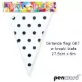 Girlanda flagi w kropki biała 27.5cmx6m - tantis.pl
