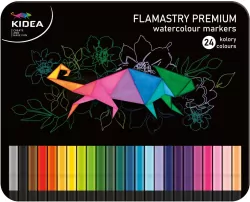 Flamastry kwadratowe w metalowym pudełku, 24 kolory