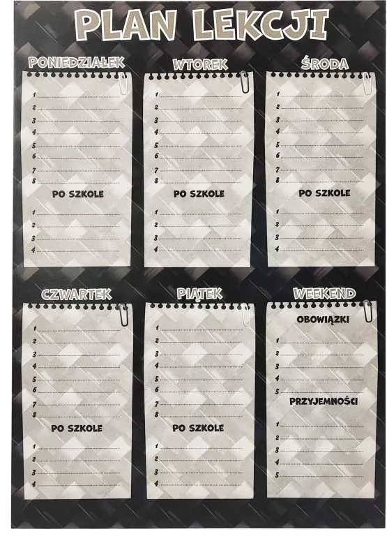 Plan lekcji z tabliczką mnożenia A4 Karbon - tantis.pl