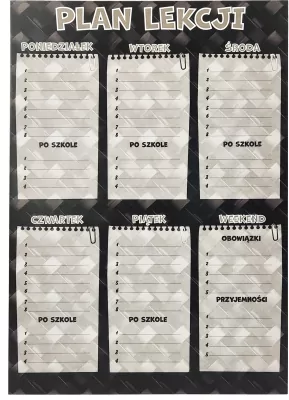 Plan lekcji z tabliczką mnożenia A4 Karbon