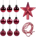 Bombki + gwiazda + łańcuch czerwone 11el - tantis.pl