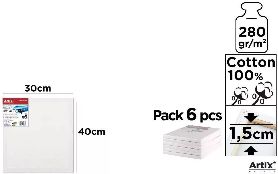 Podobrazie 30x40x1,5cm 280G/m2 (6szt) - tantis.pl