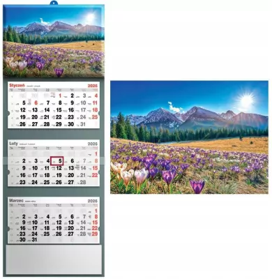 Kalendarz 2026 trójdzielny krajobraz