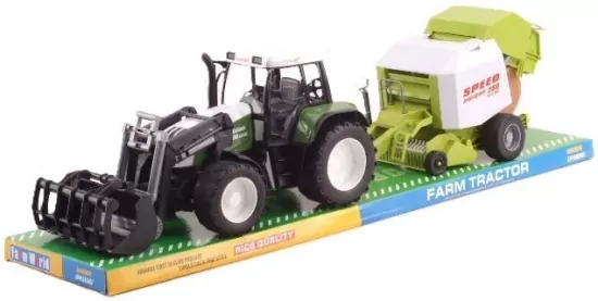 Traktor z łyżką i balownicą