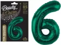 Balon foliowy cyfra 6. Zieleń butelkowa 85cm - tantis.pl