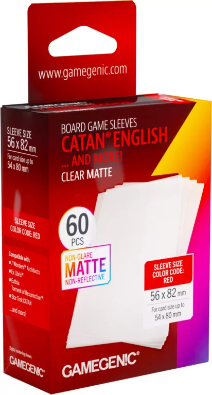 Gamegenic: Board Game Sleeves - Catan English (56x82 mm) - Clear Matte - 60 sztuk - tantis.pl