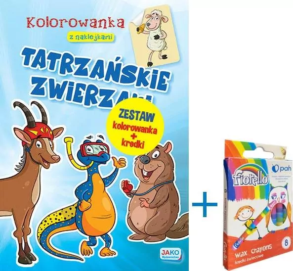 Kolorowanka z naklejkami: Tatrzańskie zwierzaki + kredki - tantis.pl