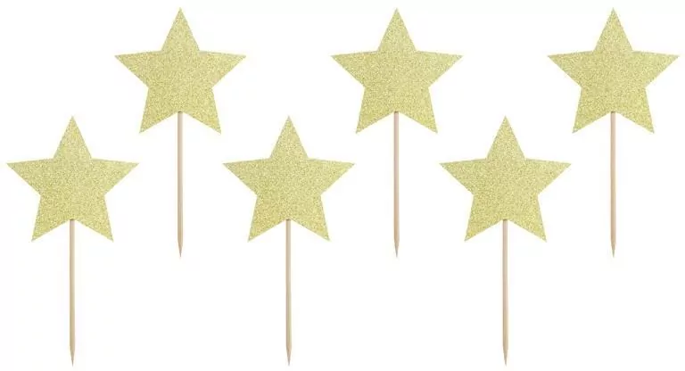 Dekoracje do muffinek Gwiazdki złote 11,5cm - tantis.pl