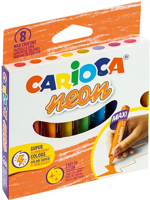 Kredki świecowe maxi neon 8 kolorów CARIOCA - tantis.pl