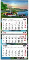 Kalendarz 2026 trójdzielny płaska główka Łódka