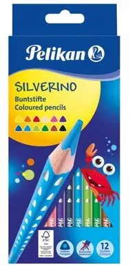 Kredki Silverino trójkątne, 12 kolorów - tantis.pl
