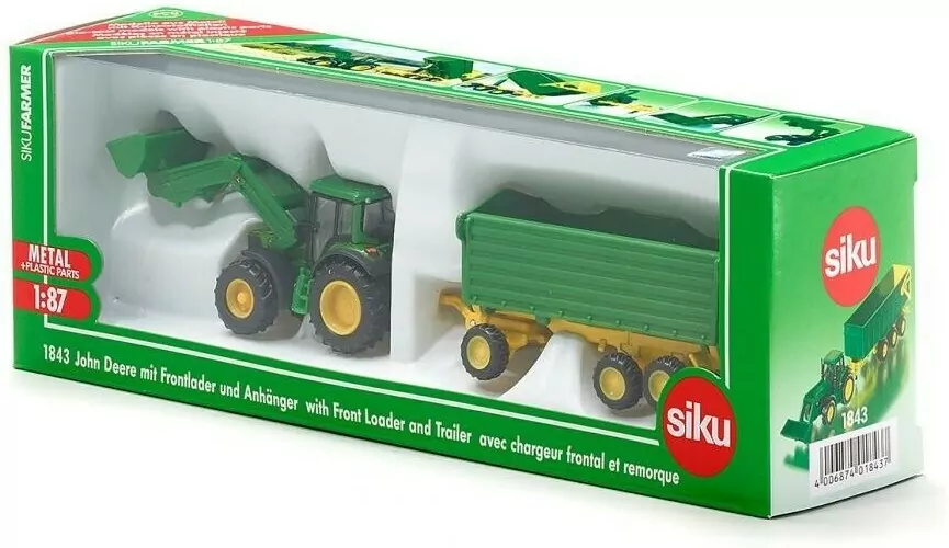 Traktor John Deere z przyczepą. Siku Farmer. S1843 - tantis.pl