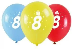 Balony z nadrukiem 8, 3 sztuki 28cm - tantis.pl