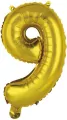 Balon foliowy mini cyfra 9 złota 30x40cm - tantis.pl