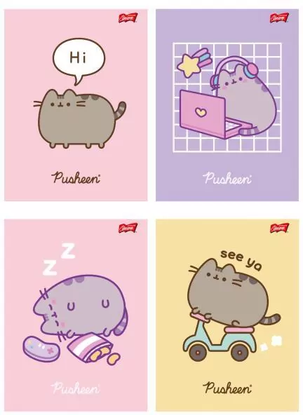 Zeszyt A5/60K kratka laminowany Pusheen (10szt) - tantis.pl