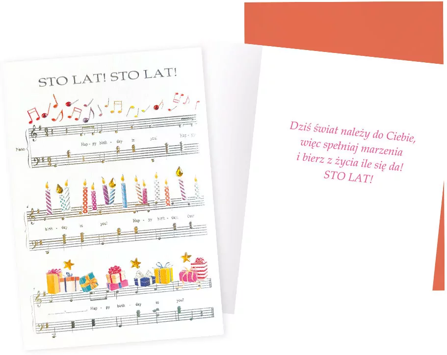 Karnet B6 Urodziny (nuty) - tantis.pl