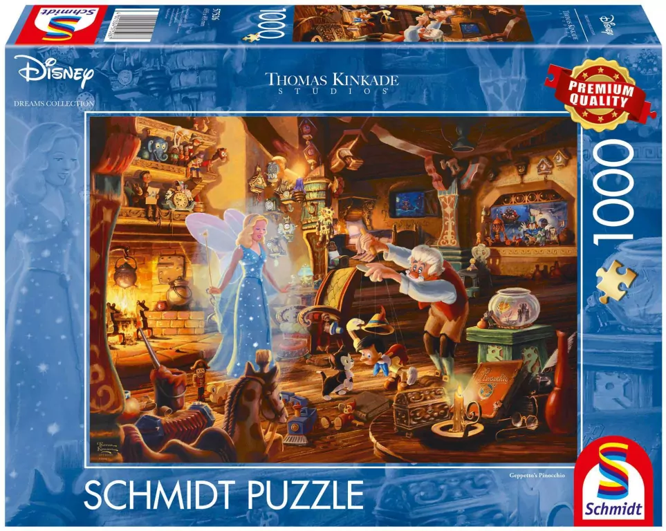 Puzzle 1000. Thomas Kinkade Pinokio Disney - tantis.pl