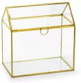 Szklane pudełko na koperty złoty 13x21x21cm - tantis.pl