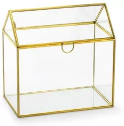 Szklane pudełko na koperty złoty 13x21x21cm