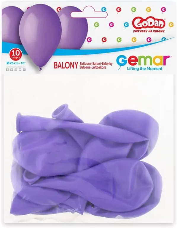 Balony Gemar lawendowe 25,5cm 10szt - tantis.pl