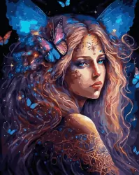 Malowanie po numerach czarne płótno - Wróżka Motyl