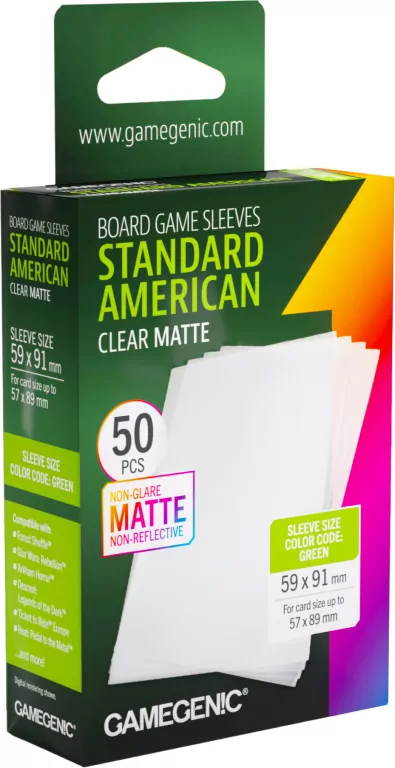 Gamegenic: Board Game Sleeves - Standard American (59x91 mm) - Clear Matte - 50 sztuk - tantis.pl