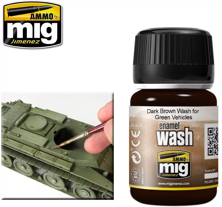 Ammo: Enamel Wash - Dark Brown Wash for Green Vehicles - tantis.pl
