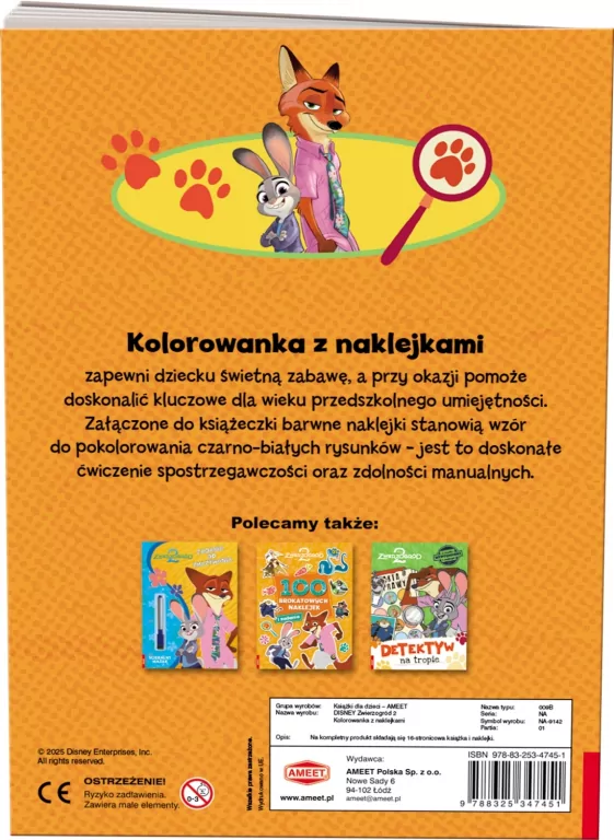 Disney Zwierzogród 2. Kolorowanka z naklejkami - tantis.pl