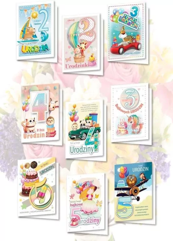 Karnet B6 z naklejkami holog. Urodziny MIX (10szt) - tantis.pl