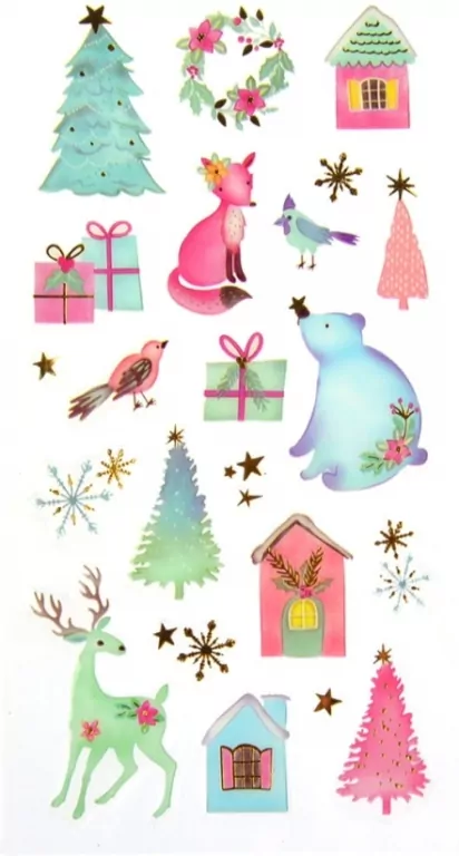 Naklejki świąteczne pastelowy czar - tantis.pl