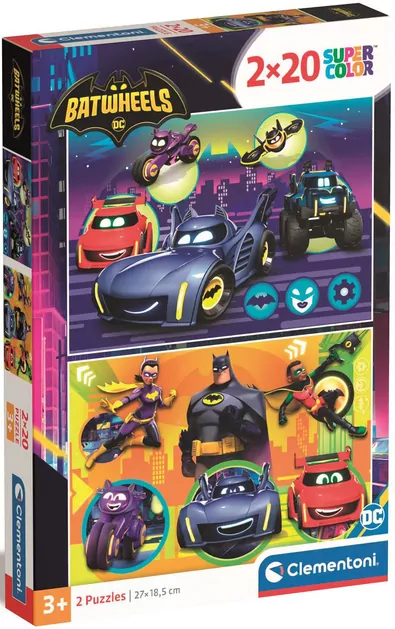 Clementoni. Puzzle 2x20. Super Kolor Batwheels - tantis.pl