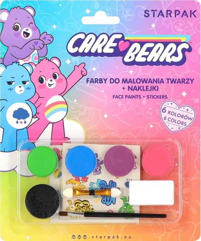 Farby do malowania twarzy z naklejkami. Care Bears - tantis.pl