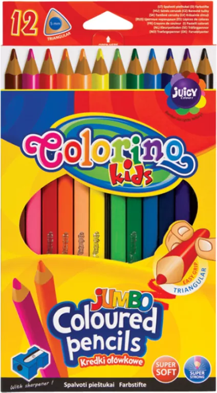 Kredki ołówkowe trójkątne jumbo. Colorino Kids. 12 kolorów - tantis.pl