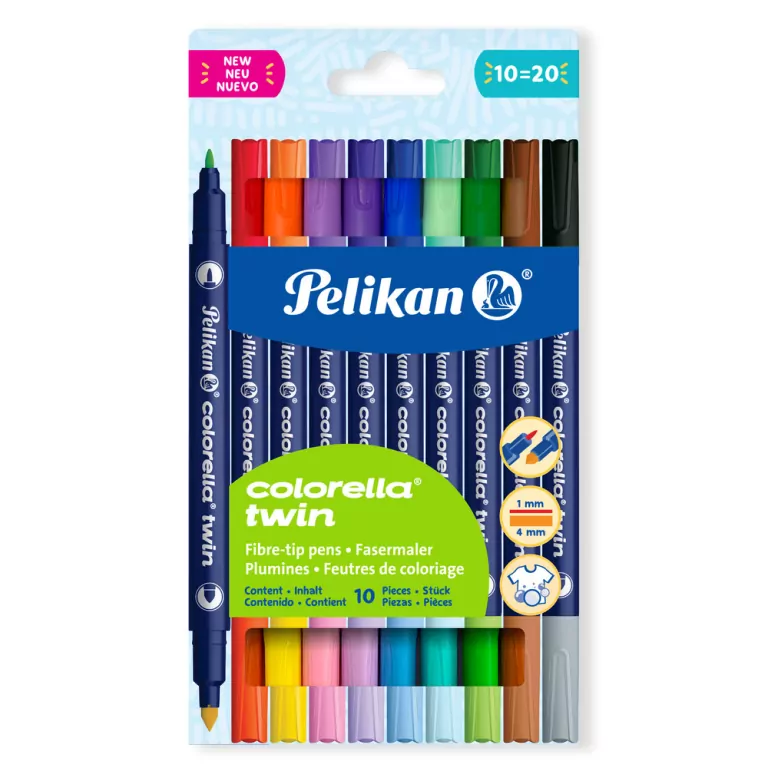 Flamastry Colorella Twin dwustronne 10kol. PELIKAN - tantis.pl