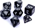 Komplet kości RPG. Czarne. Perłowe. REBEL - tantis.pl