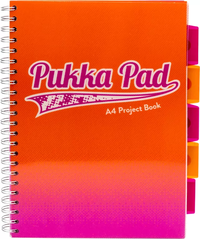 Kołozeszyt A4 Pukka Pad Fusion w kratkę 200 kartek, pomarańczowy - tantis.pl