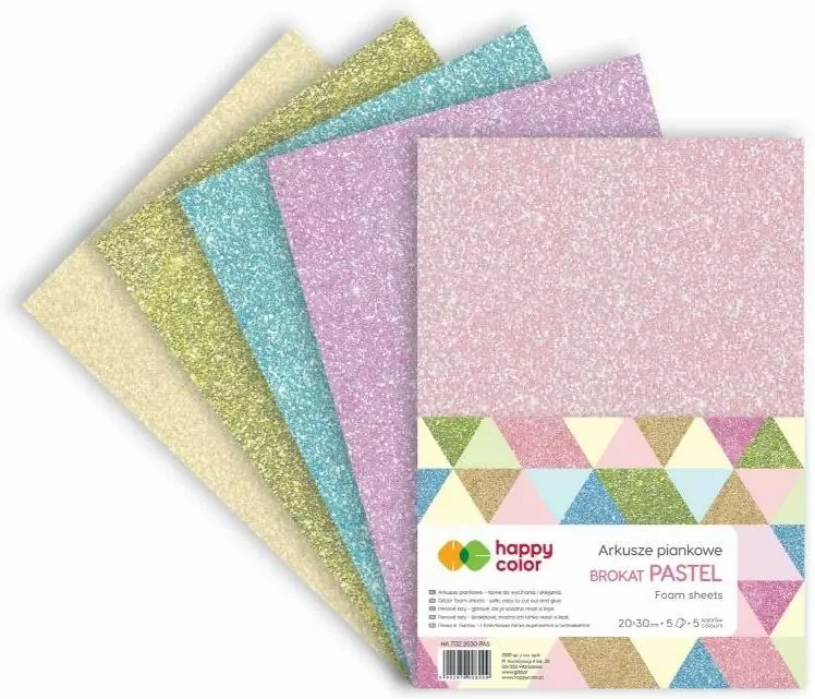 Arkusze piankowe A4. Brokat pastel - tantis.pl
