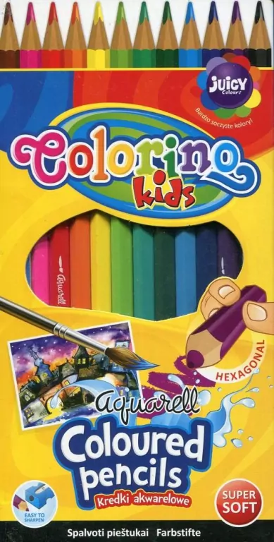 Kredki akwarelowe + pędzelek Colorino Kids 12 sztuk - tantis.pl