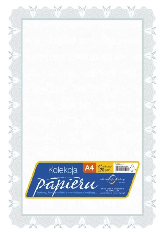 Papier ozdobny A4 certyfikat dyplom 170g/m2 25ar - tantis.pl