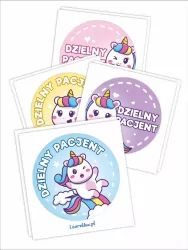 Naklejki Dzielny pacjent - Jednorożce 40mm