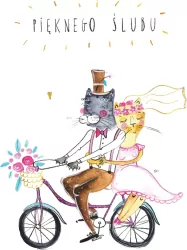 Karnet B6 Ślub koty na rowerze